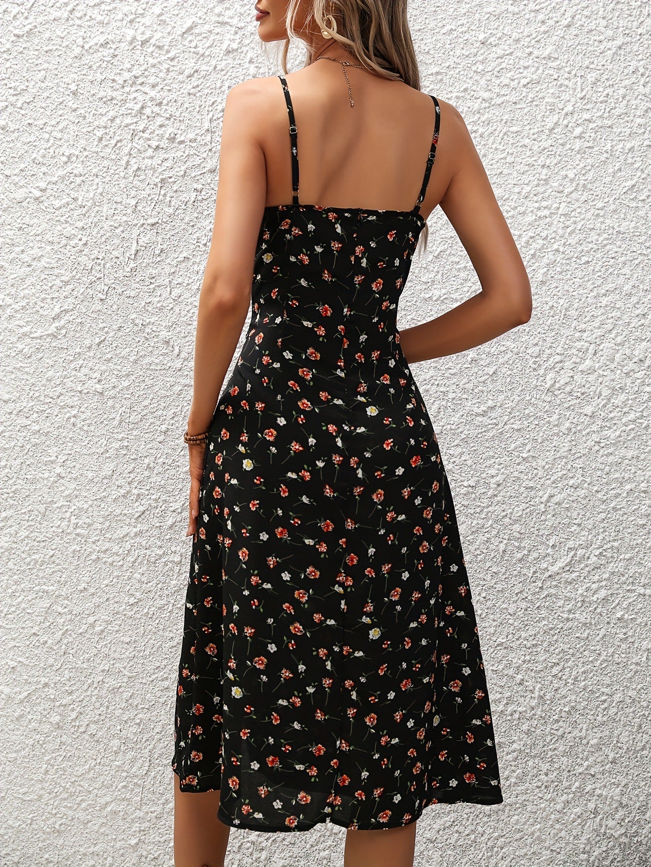 New Polka Dot Print Womens Dress Suspenders Summer Sexy Split Long Dress | trend ITZ