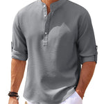 Men’s Casual Shirt Long Sleeve Stand Collar Solid Color | trend ITZ
