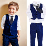 Boys Navy Suit | Casual Gentleman Clothing Set with Vest & Tie – trend ITZ