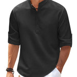 Men’s Casual Shirt Long Sleeve Stand Collar Solid Color | trend ITZ