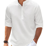 Men’s Casual Shirt Long Sleeve Stand Collar Solid Color | trend ITZ