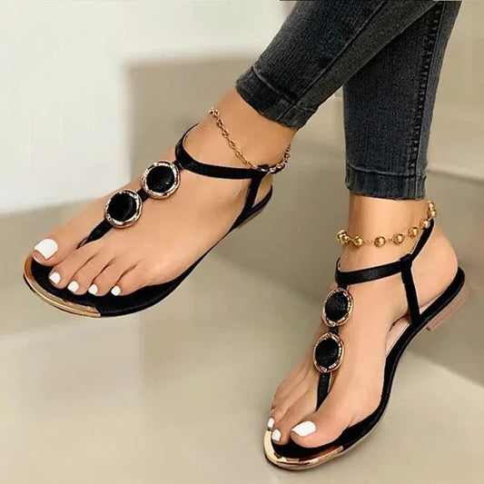 Flat Black Sandals for Women | Trend ITZ Summer Beach Casual Fashion Sandals