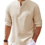 Men’s Casual Shirt Long Sleeve Stand Collar Solid Color | trend ITZ