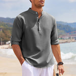 Men’s Casual Shirt Long Sleeve Stand Collar Solid Color | trend ITZ
