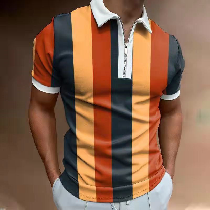 Men's Knitted Polo Shirt – Striped Short Sleeve Casual T-Shirt | trend ITZ