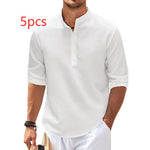 Men’s Casual Shirt Long Sleeve Stand Collar Solid Color | trend ITZ