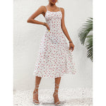 New Polka Dot Print Womens Dress Suspenders Summer Sexy Split Long Dress | trend ITZ