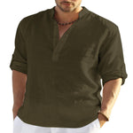 Muslim Style Men's Shirt Casual Cotton Linen Long Sleeve Stand Collar | trend ITZ