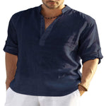Muslim Style Men's Shirt Casual Cotton Linen Long Sleeve Stand Collar | trend ITZ