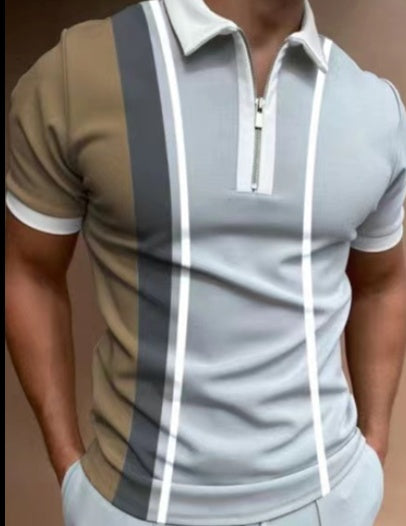 Men's Knitted Polo Shirt – Striped Short Sleeve Casual T-Shirt | trend ITZ