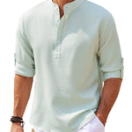 Men’s Casual Shirt Long Sleeve Stand Collar Solid Color | trend ITZ