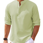 Men’s Casual Shirt Long Sleeve Stand Collar Solid Color | trend ITZ