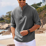 Men’s Casual Shirt Long Sleeve Stand Collar Solid Color | trend ITZ