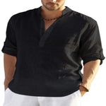 Muslim Style Men's Shirt Casual Cotton Linen Long Sleeve Stand Collar | trend ITZ