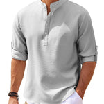 Men’s Casual Shirt Long Sleeve Stand Collar Solid Color | trend ITZ