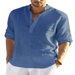 Muslim Style Men's Shirt Casual Cotton Linen Long Sleeve Stand Collar | trend ITZ